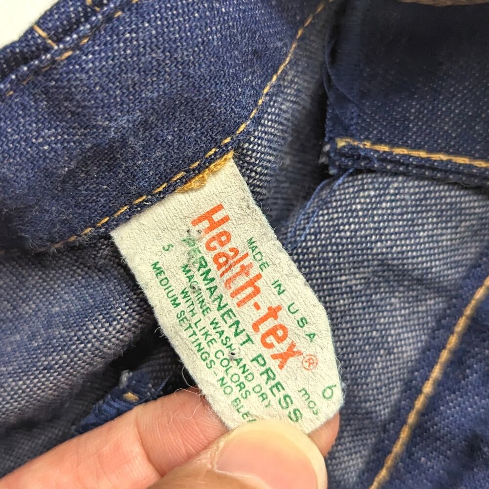 Vintage Healthtex Overalls Baby Size 6m Dark Wash Lightweight Denim - Picture 4 of 4
